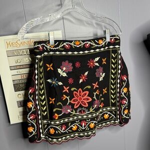 Philosophy Black Skirt with Colorful Embroidery